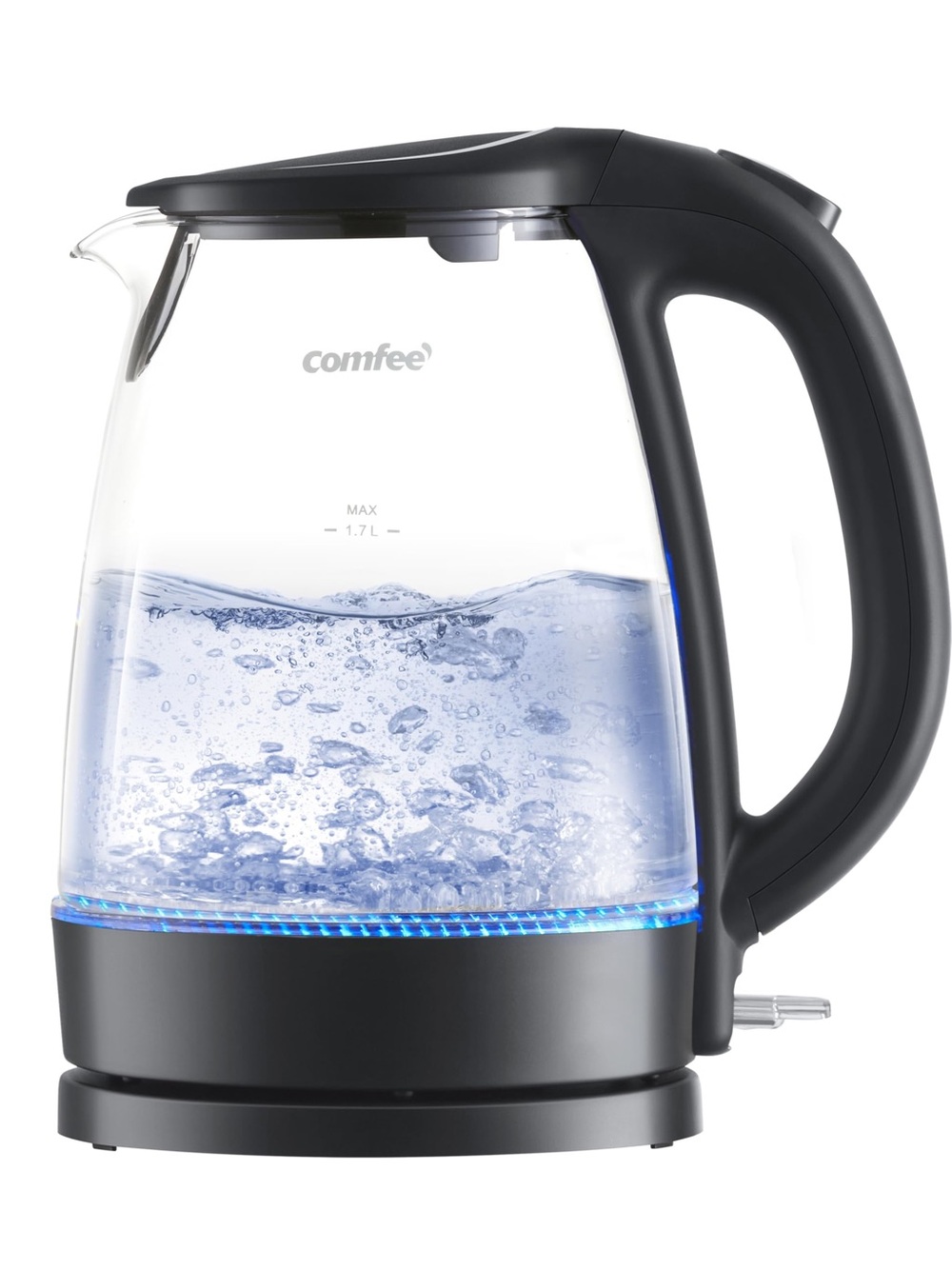 Brand new Comfee Black Glass Electric Kettle with Blue LED - 1.7L